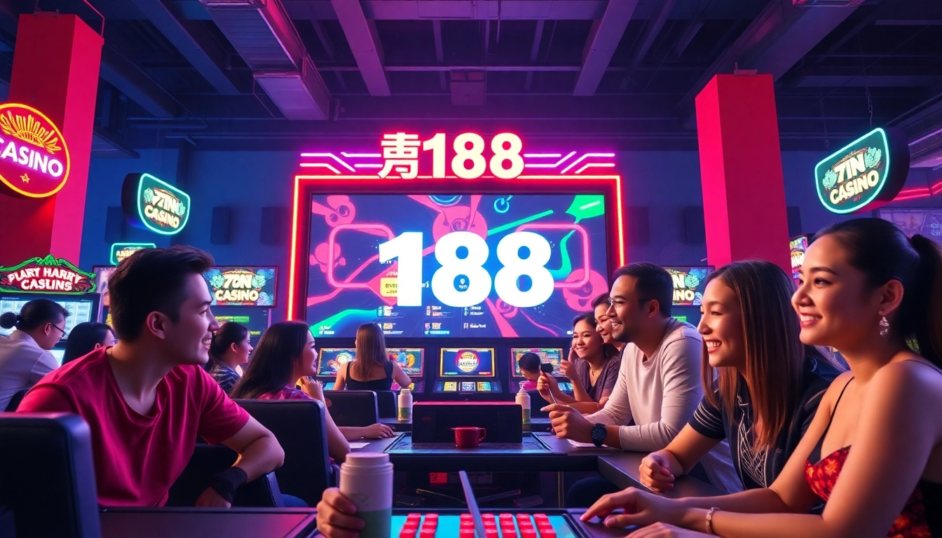 Engage in สล็อต168 gaming action with friends at a vibrant online casino setup, highlighting excitement and community spirit.