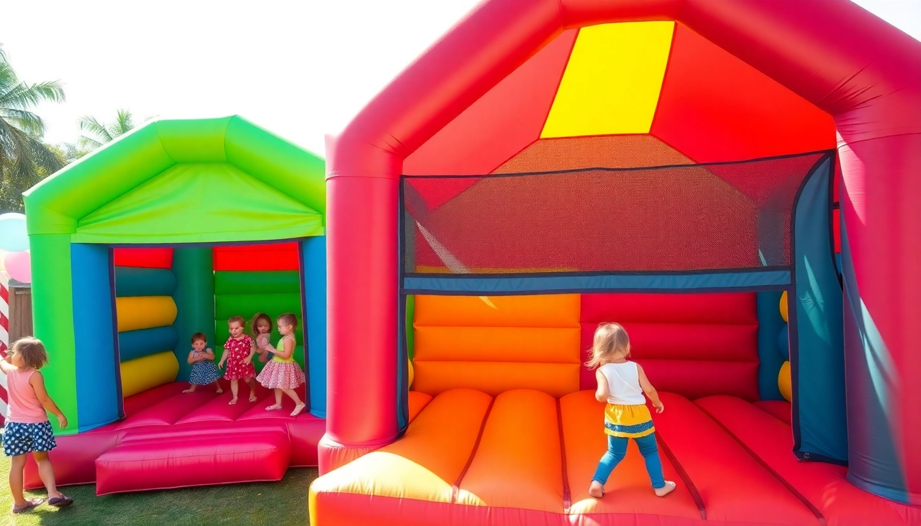 Enjoy energetic fun with a bounce house rental near me, offering vibrant colors and happy children at play.