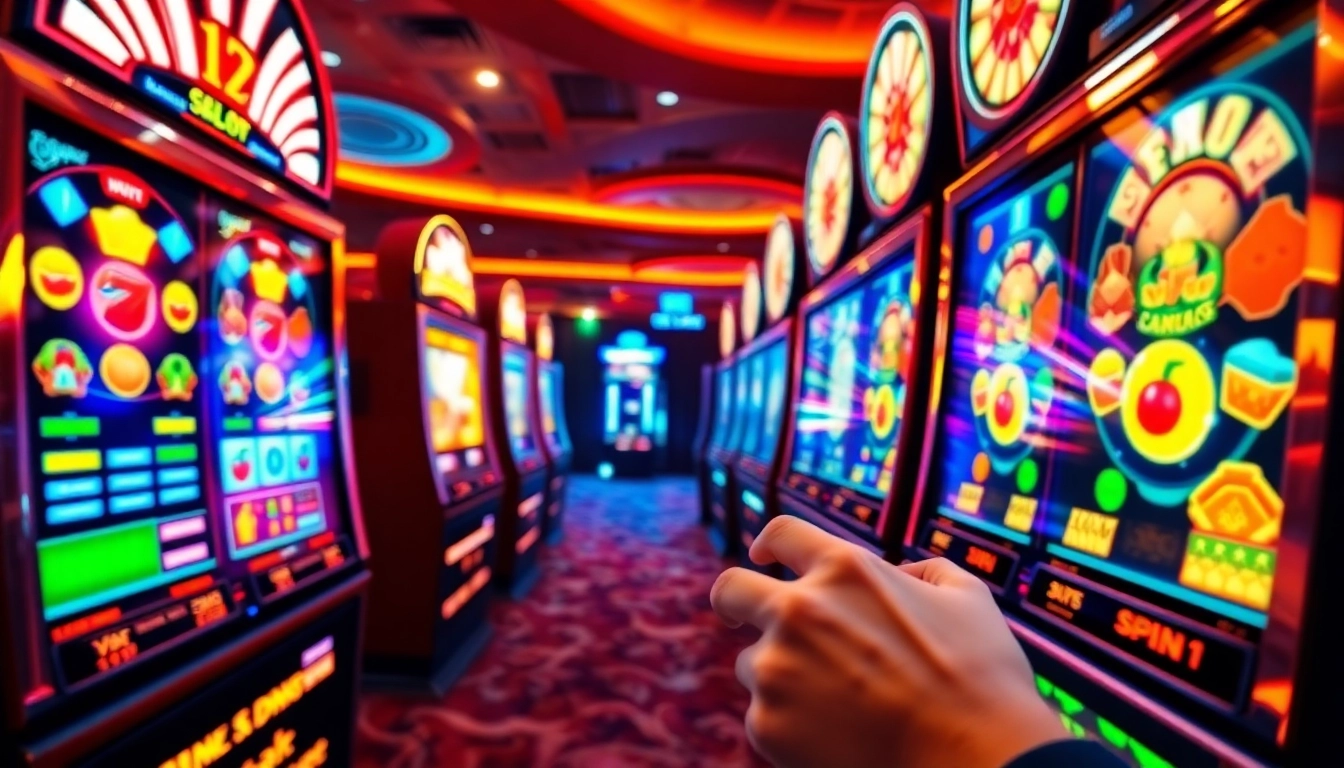 Win free spins while enjoying a vibrant online casino experience with spinning slot machines.