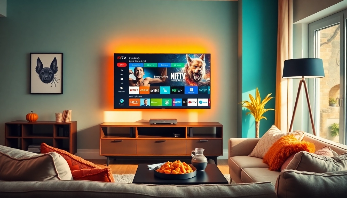 Engage with free trial iptv subscription for seamless streaming in a cozy living room setting.