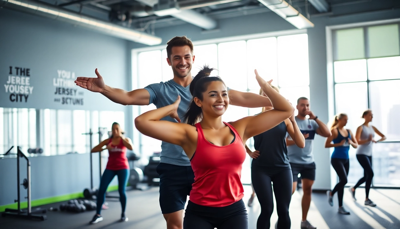 Weight Loss Personal Trainer Jersey City guiding clients through an energetic workout session in a vibrant gym.