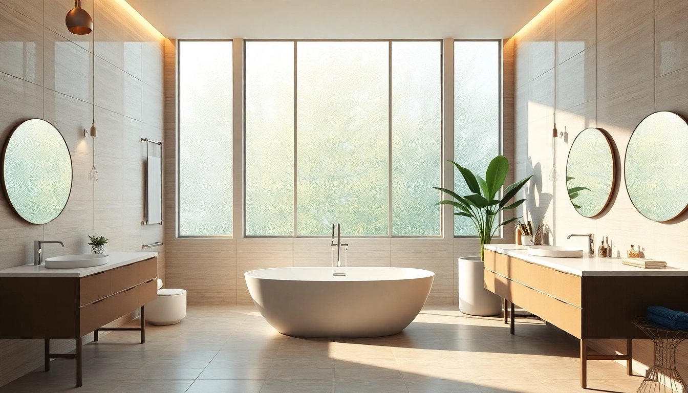 Stunning bathroom remodels ideas featuring a modern freestanding bathtub and chic design elements.