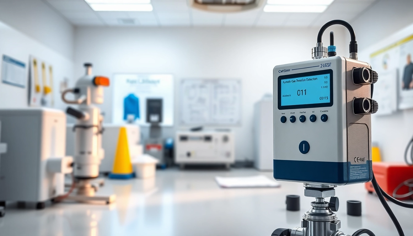 Demonstration of hydrogen cyanide detection equipment in a professional lab setting.