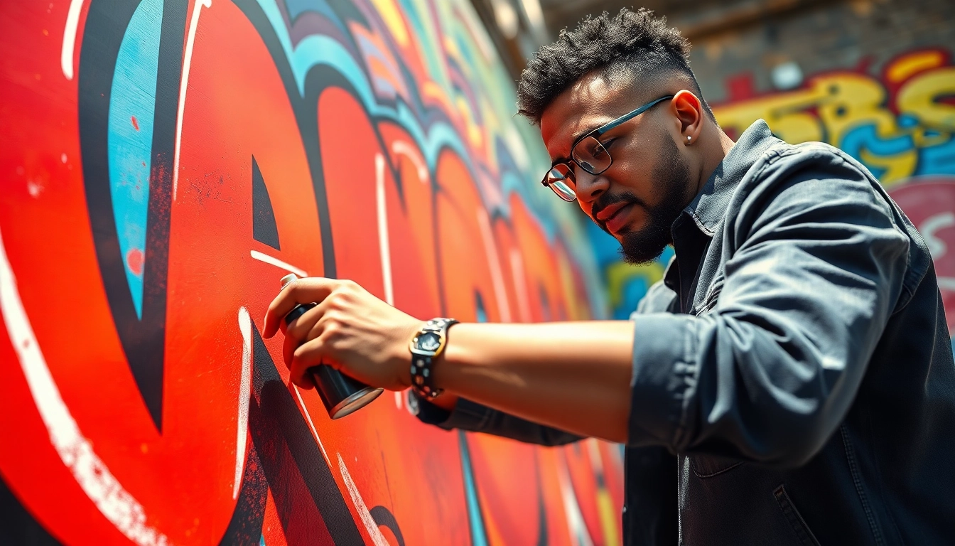 Independent artist passionately creates vibrant street art, illustrating their creative journey.