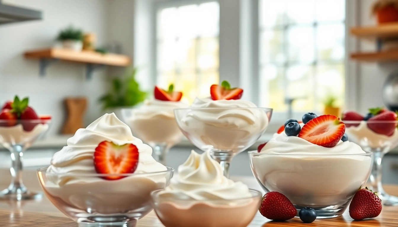 Discover delicious cool whip alternatives showcased in elegant glass bowls with fresh fruit toppings.