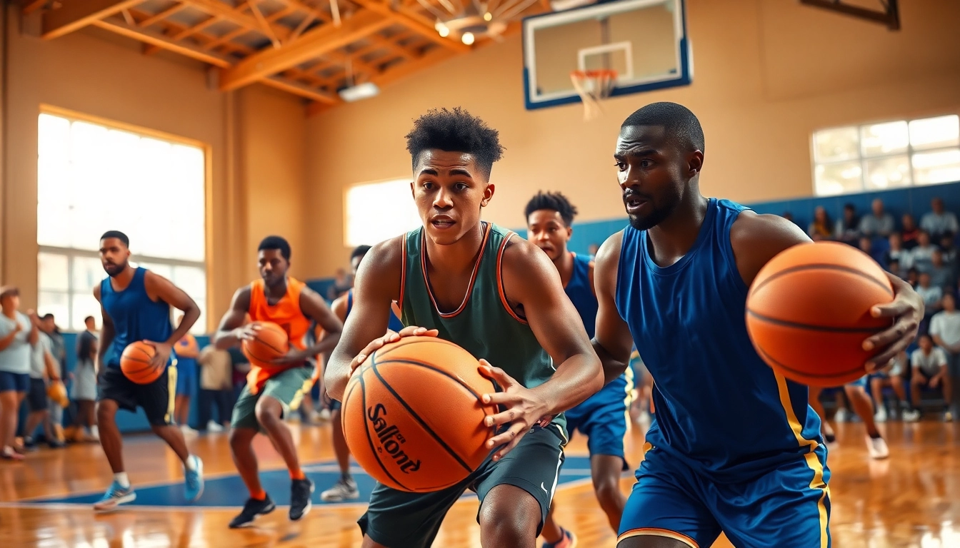 Players engaged in the best basketball training programs on a vibrant court, showcasing skills and teamwork.