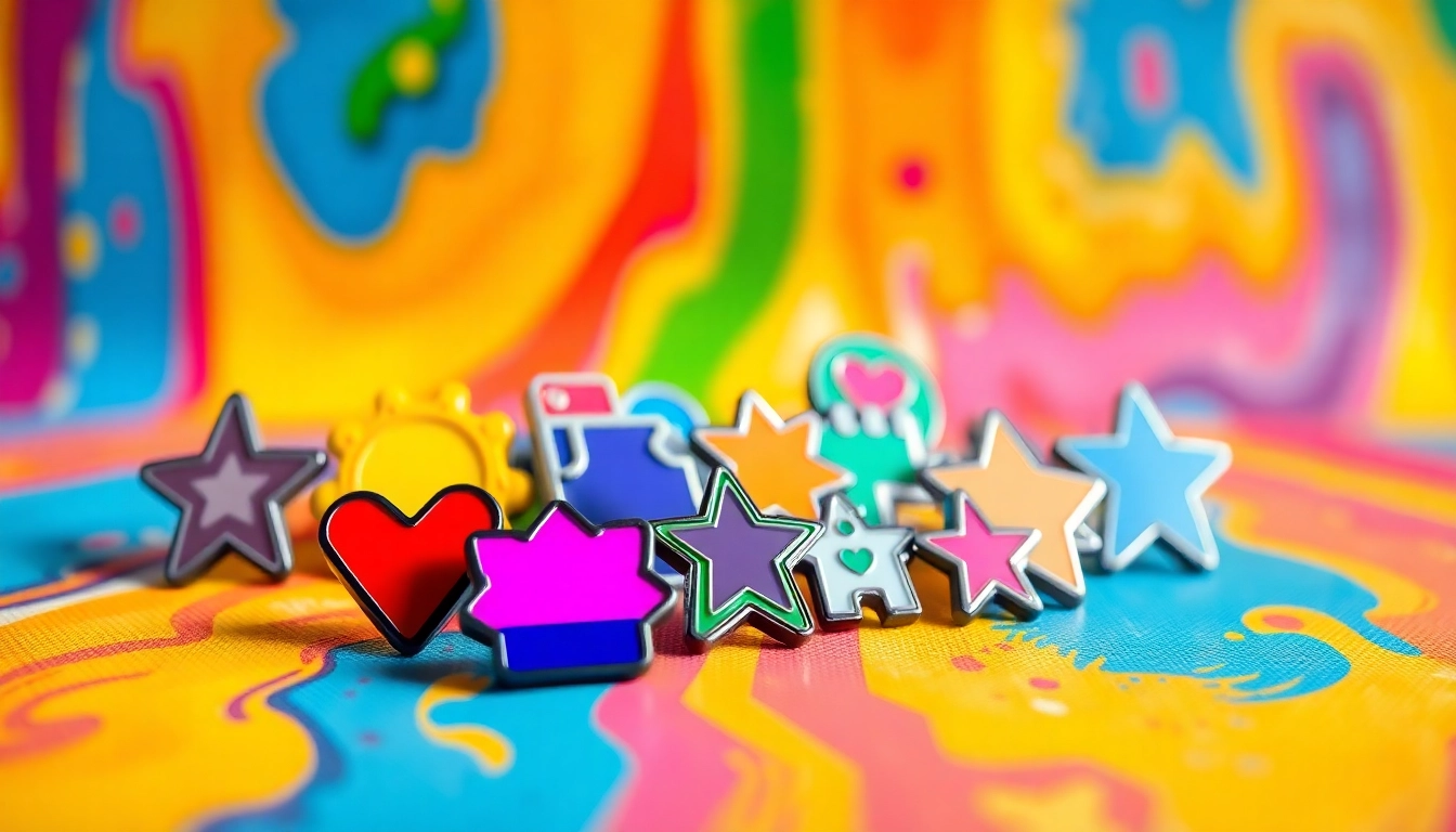 Showcase vibrant custom acrylic pins with unique designs for artistic expression