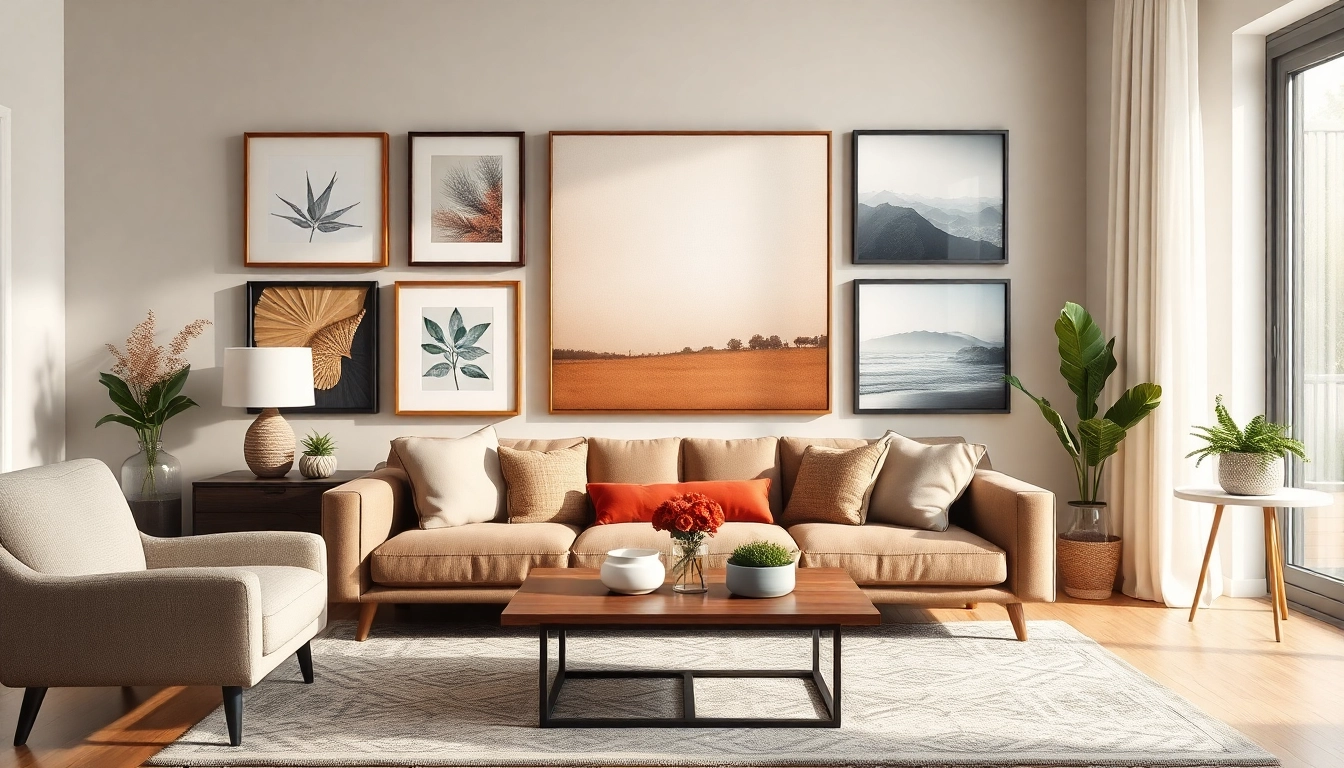 Showcasing framed canvas prints in an elegant living room, emphasizing design and aesthetic appeal.