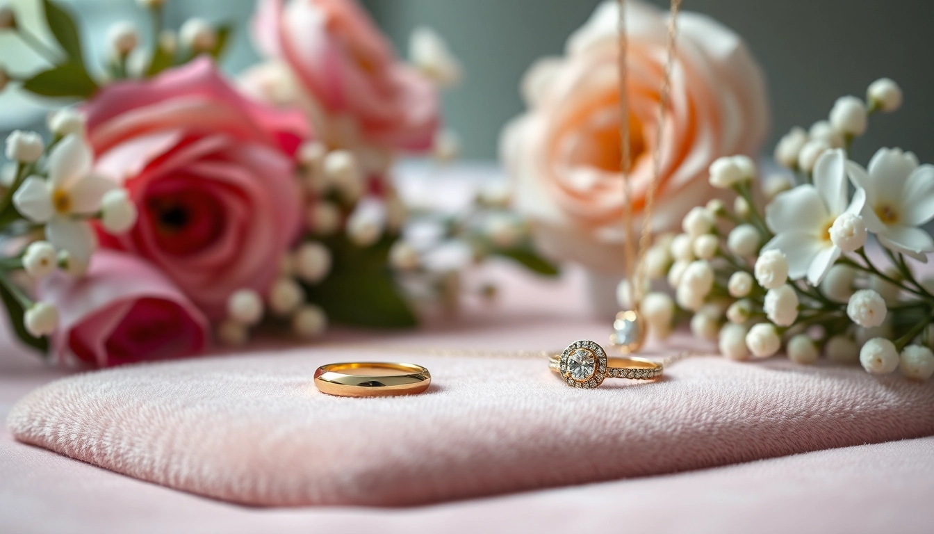 Showcasing women jewelry with elegant rings and necklaces on a velvet surface.