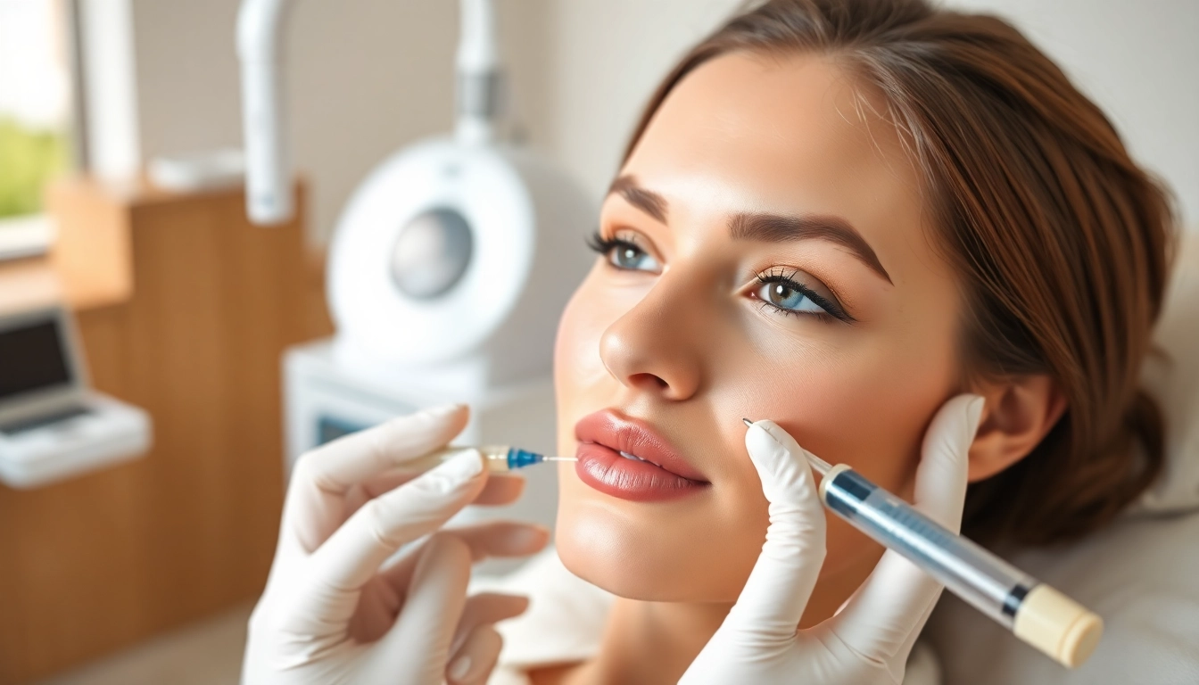 Lip filler injection procedure demonstrating precision and professionalism in a modern medspa.