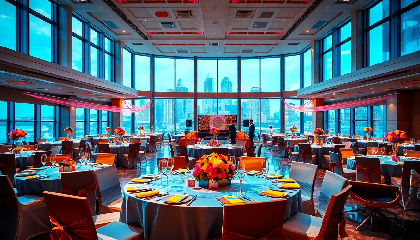 Stylish event space showcasing elegant décor and inviting ambiance for gatherings.