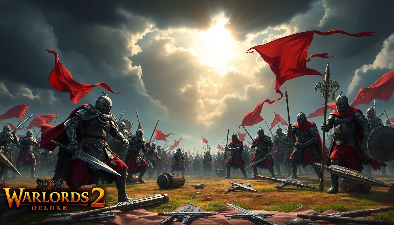 Engaging scene of Warlords 2 download featuring epic battles and heroic warriors.