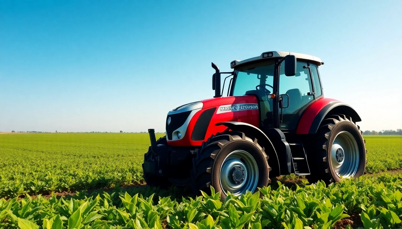 Massey Ferguson Traktor auf einem Feld, robust und leistungsstark präsentiert.