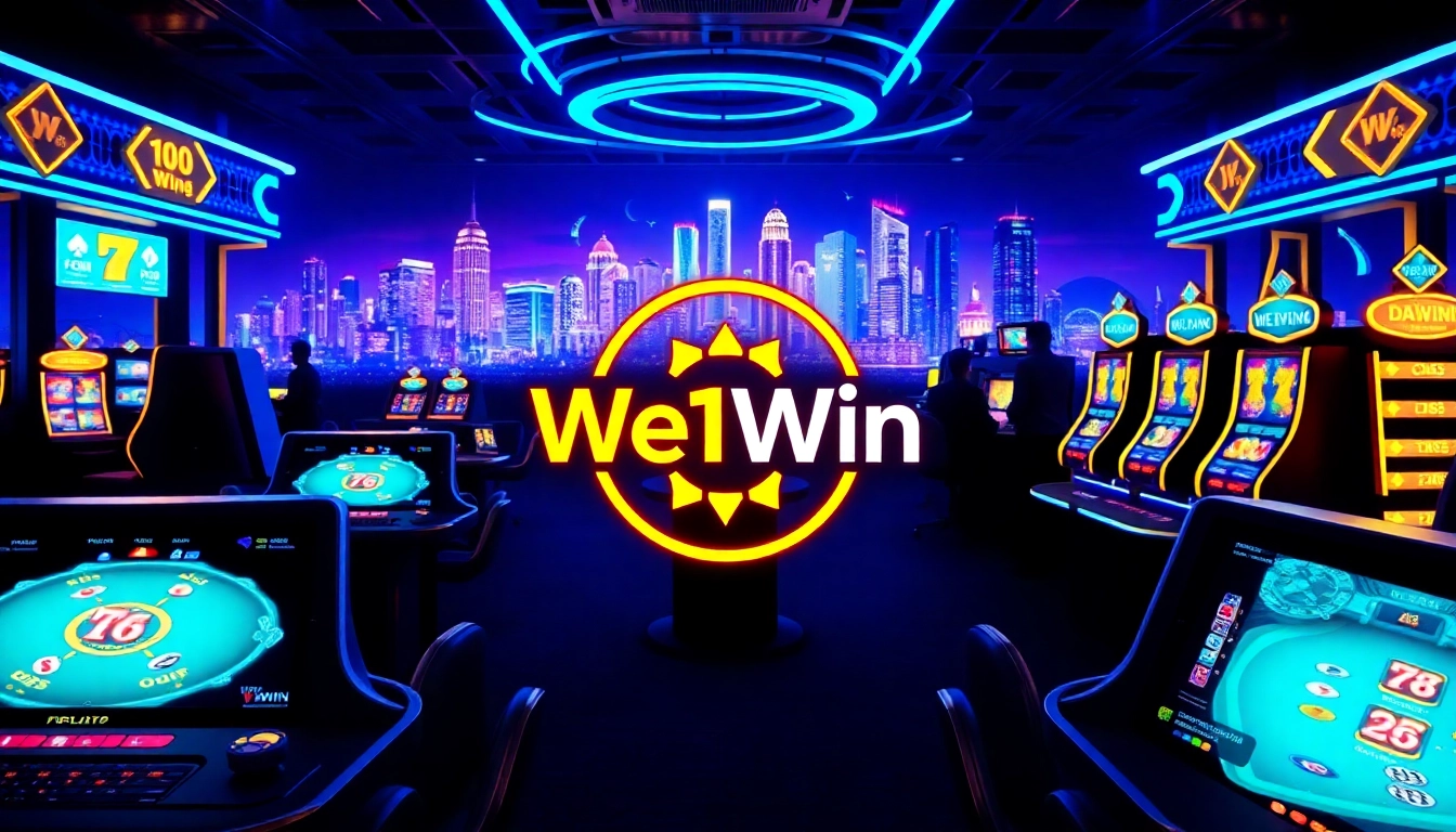 Experience excitement at the We1Win online casino with glowing gaming table visuals.