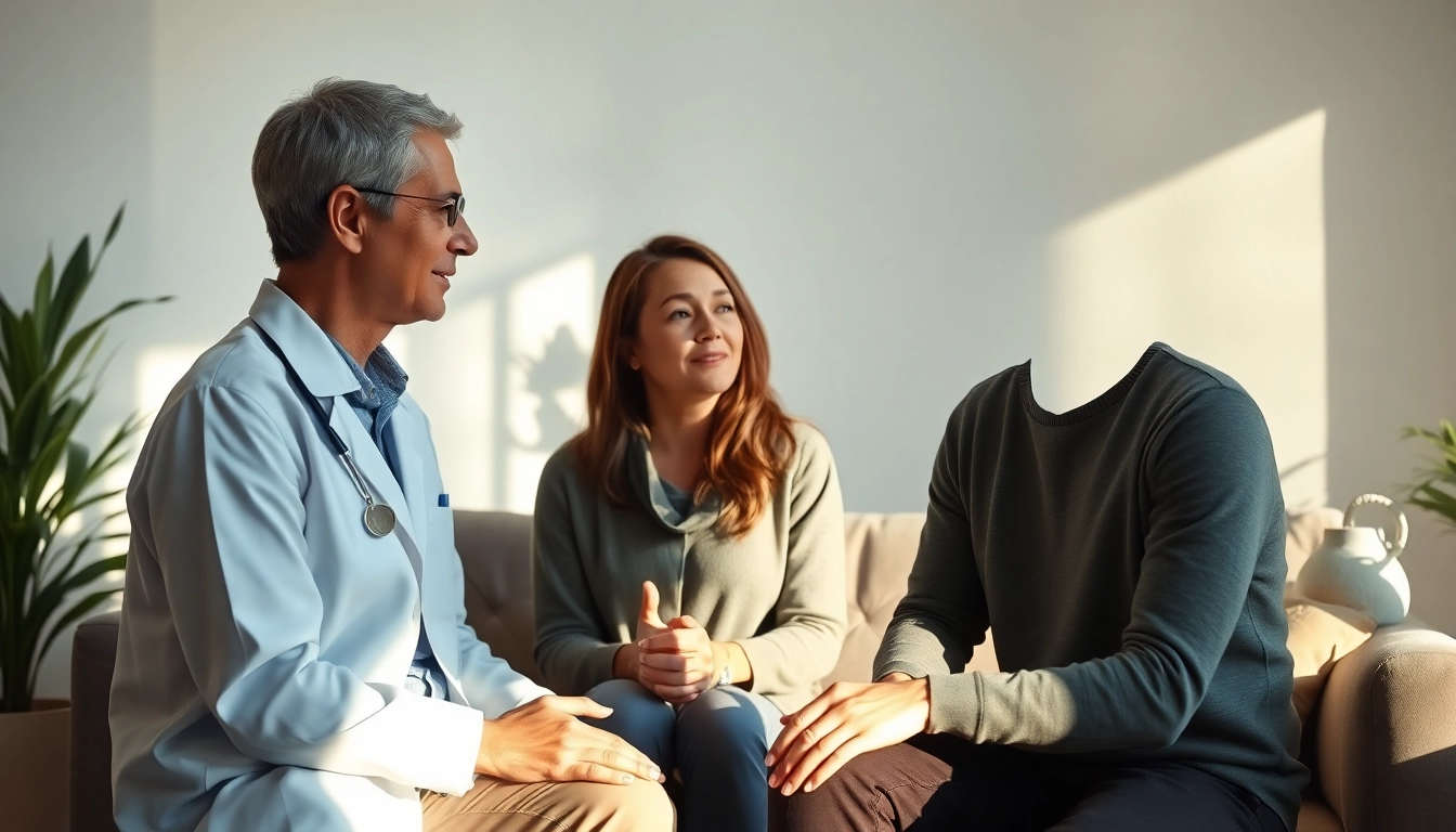 Supportive conversation about dealing with depression in a calming office environment.