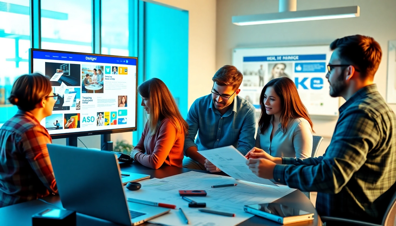 Creative team working on edmonton web design projects in a modern office environment.
