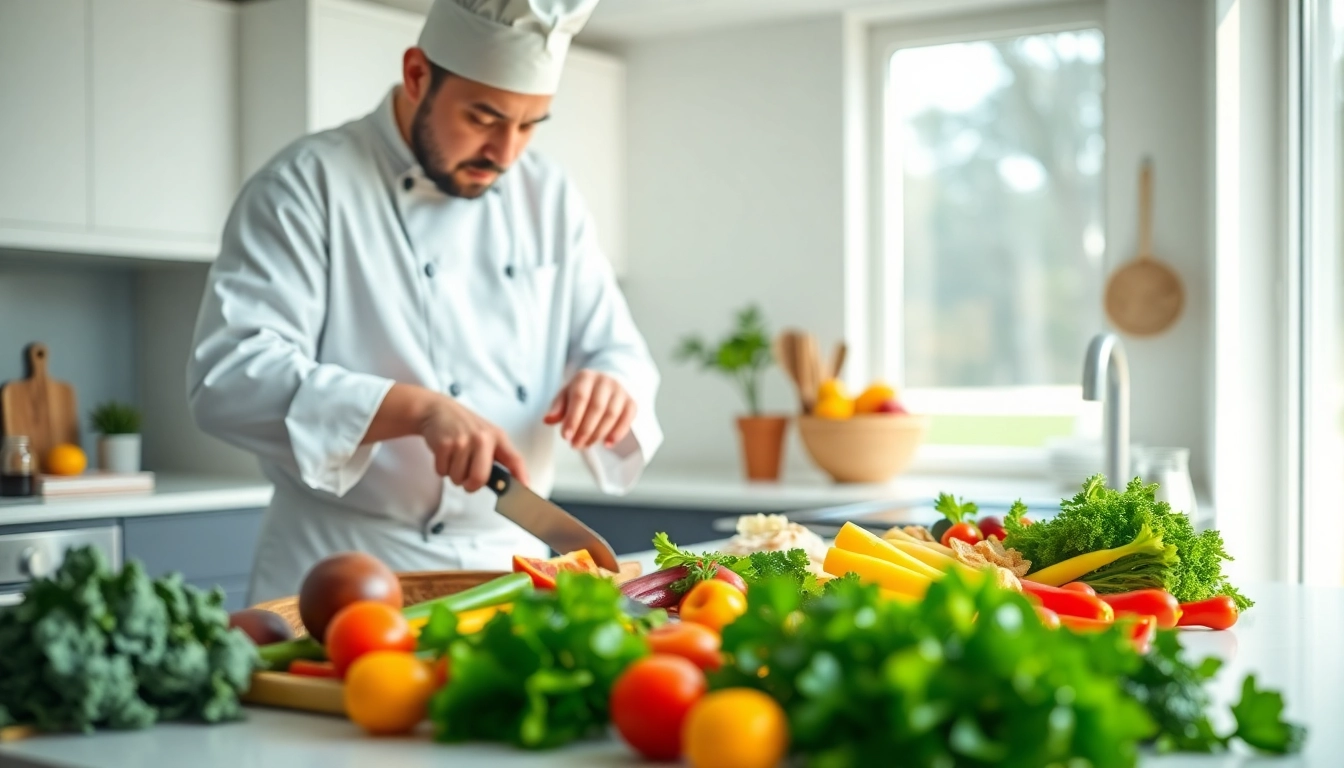 Creating simple weight loss meals with fresh ingredients in a bright kitchen.