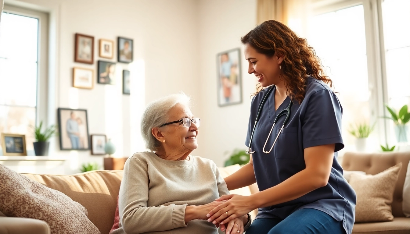 Providing in home care austin tx services, a caregiver helps a senior in a warm and inviting living space.