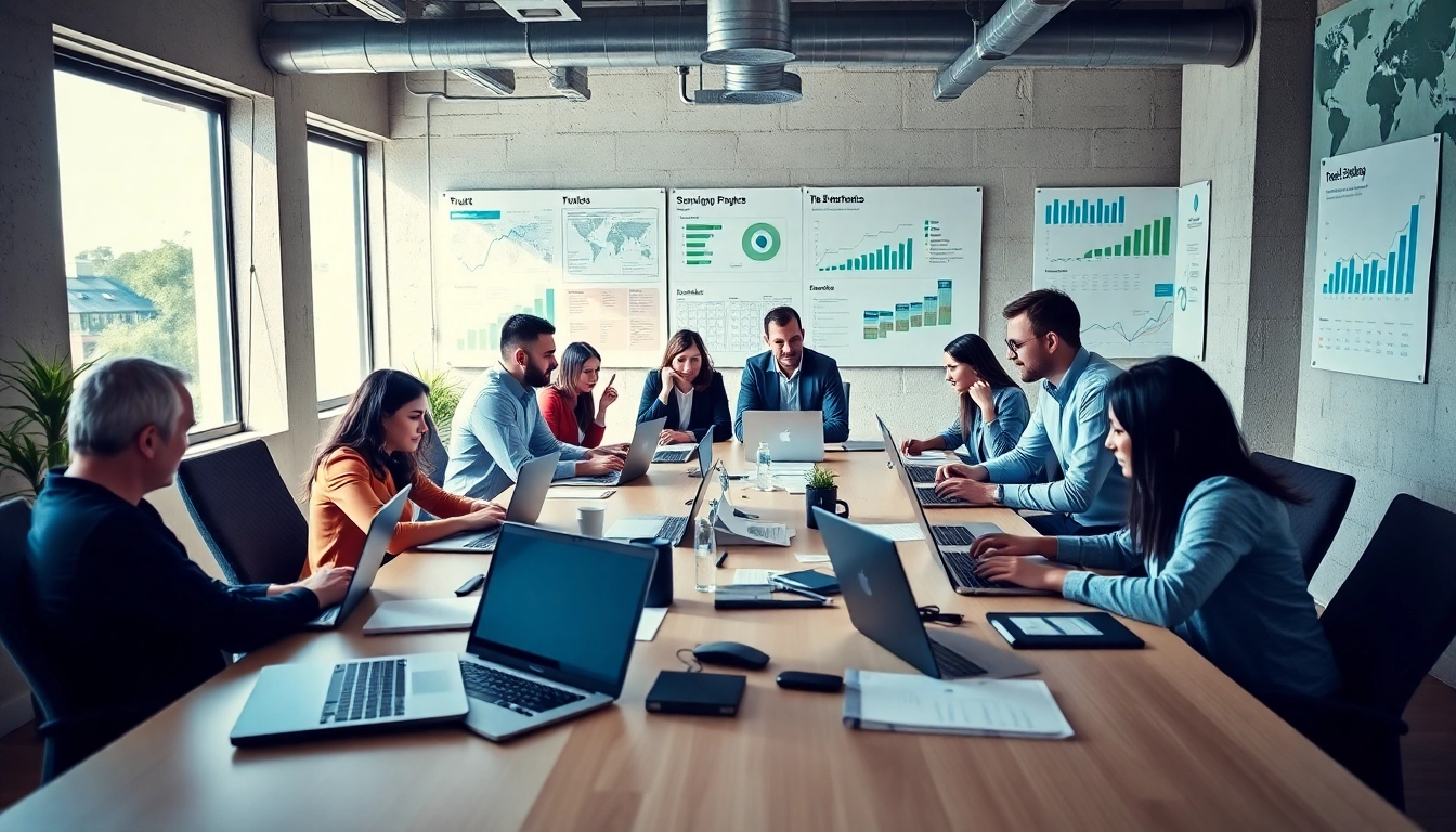 Prominent link building agency team strategizing and collaborating to enhance online visibility